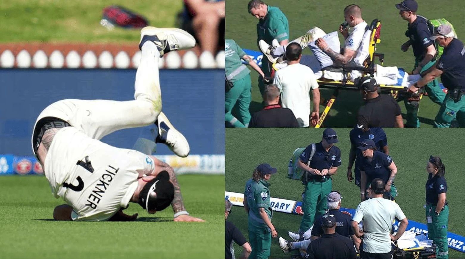 Tickner stretchered off after suspected shoulder dislocation